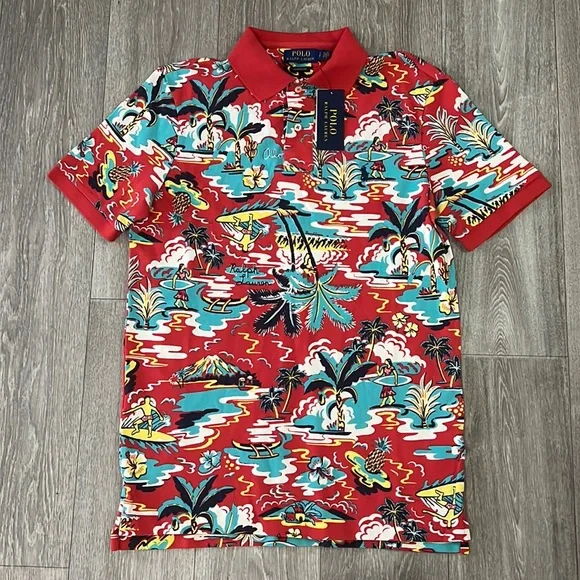 NWT Polo Ralph Lauren Palm Island Hawaiian theme polo men’s sz S classic fit